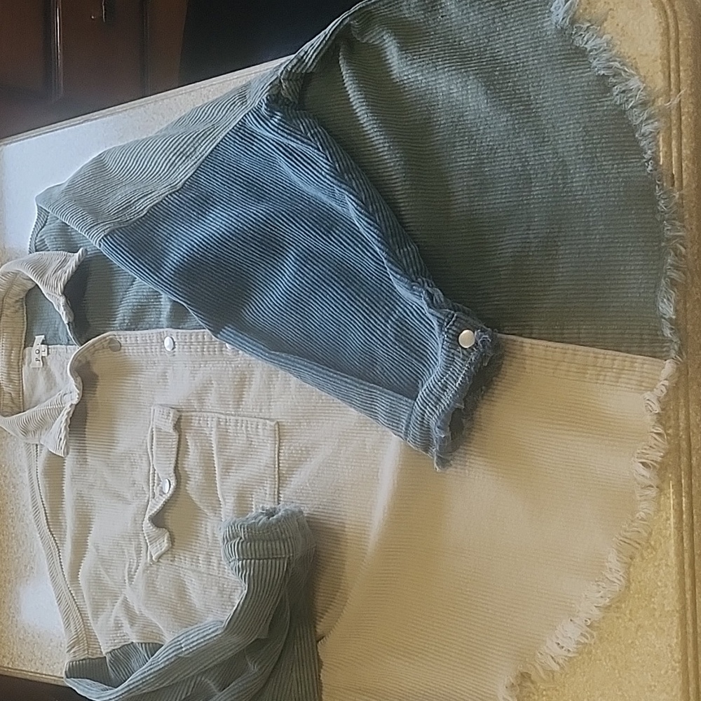 POL  Distressed Jacket Teal Green/Olive Green /Stone Oversized Colorblock Size L - Picture 6 of 12